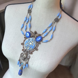Vintage Neiger Bros Czechoslovakia Glass Beaded Ornate Necklace