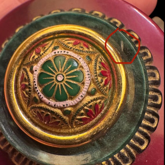 Artisan Made Brooch Made From Lucite Button and C… - image 3