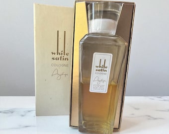 Vintage White Satin 4 Oz. Cologne by Angelique Rare 50% Full In Original Box