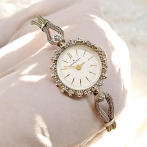 Vintage Hamilton Hand-Wind Watch 10K RGP With Diamonds Around Bezel