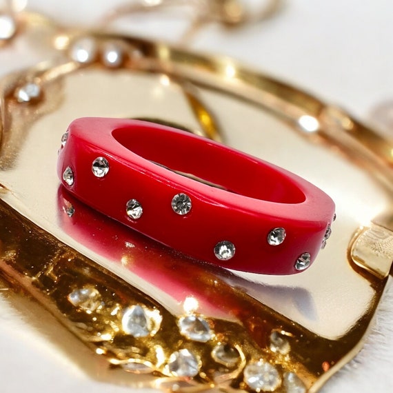 Vintage Jewelry 80s Red Bracelet Rhinestone Bangle | eBay