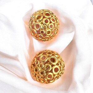 Vintage Givenchy Paris Bubble Circle Domed Gold Tone Huge Clip On Earring 1 1/2”