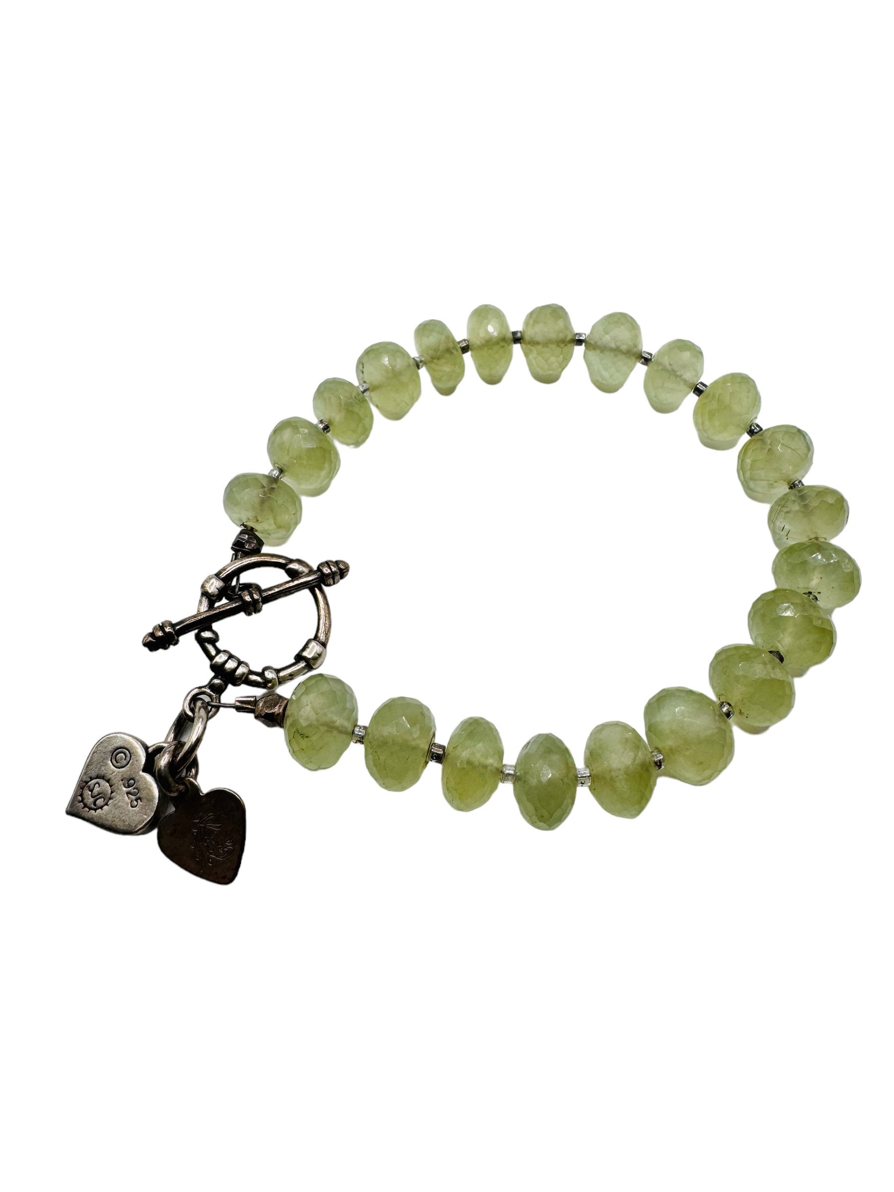 Sterling 925 SJC Asian Faceted Natural Stone Bracelet 7 3/4”