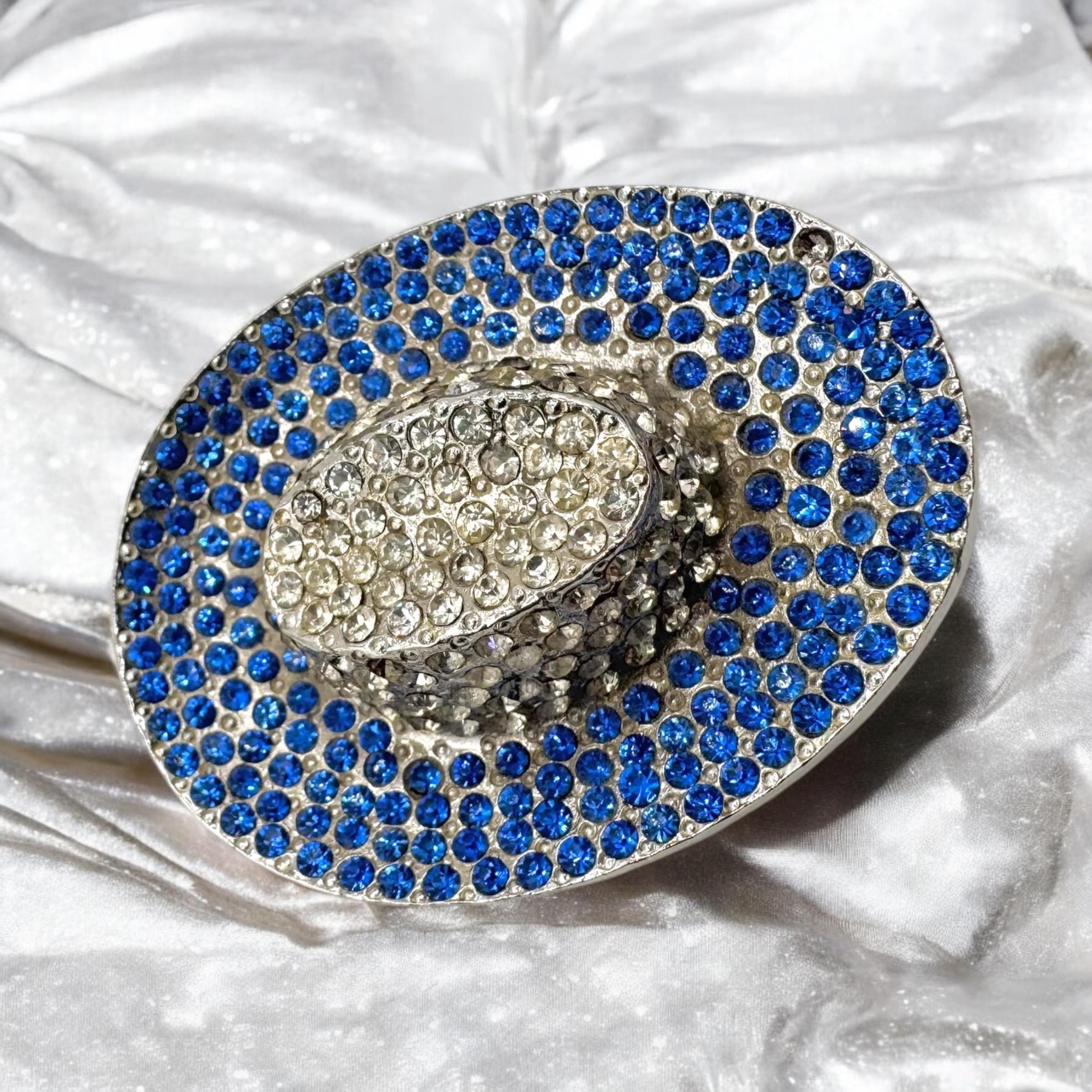 Broches Magnétiques En Cristal Bleu Clair – Pin’s Pour Selle De Chasse Ou Pageant – Neuf