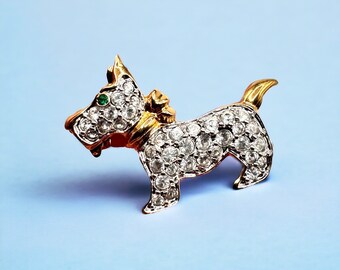 スワロフスキーブランドブローチ2個、ブローチ、犬、動物、抽象的な