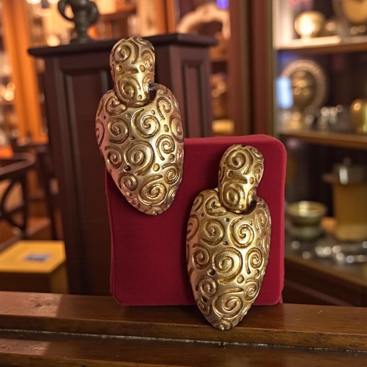 Givenchy Door Knocker Style Etruscan Byzantine Matte Gold Tone