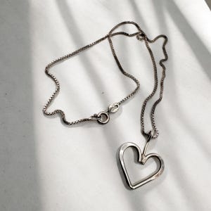 Collier vintage artisanal avec pendentif coeur géométrique en argent sterling 925 18 pouces