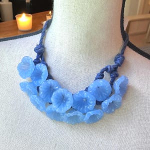 Antique Czechoslovakia Handmade Lampwork Glass Spring Floral Necklace on Cord