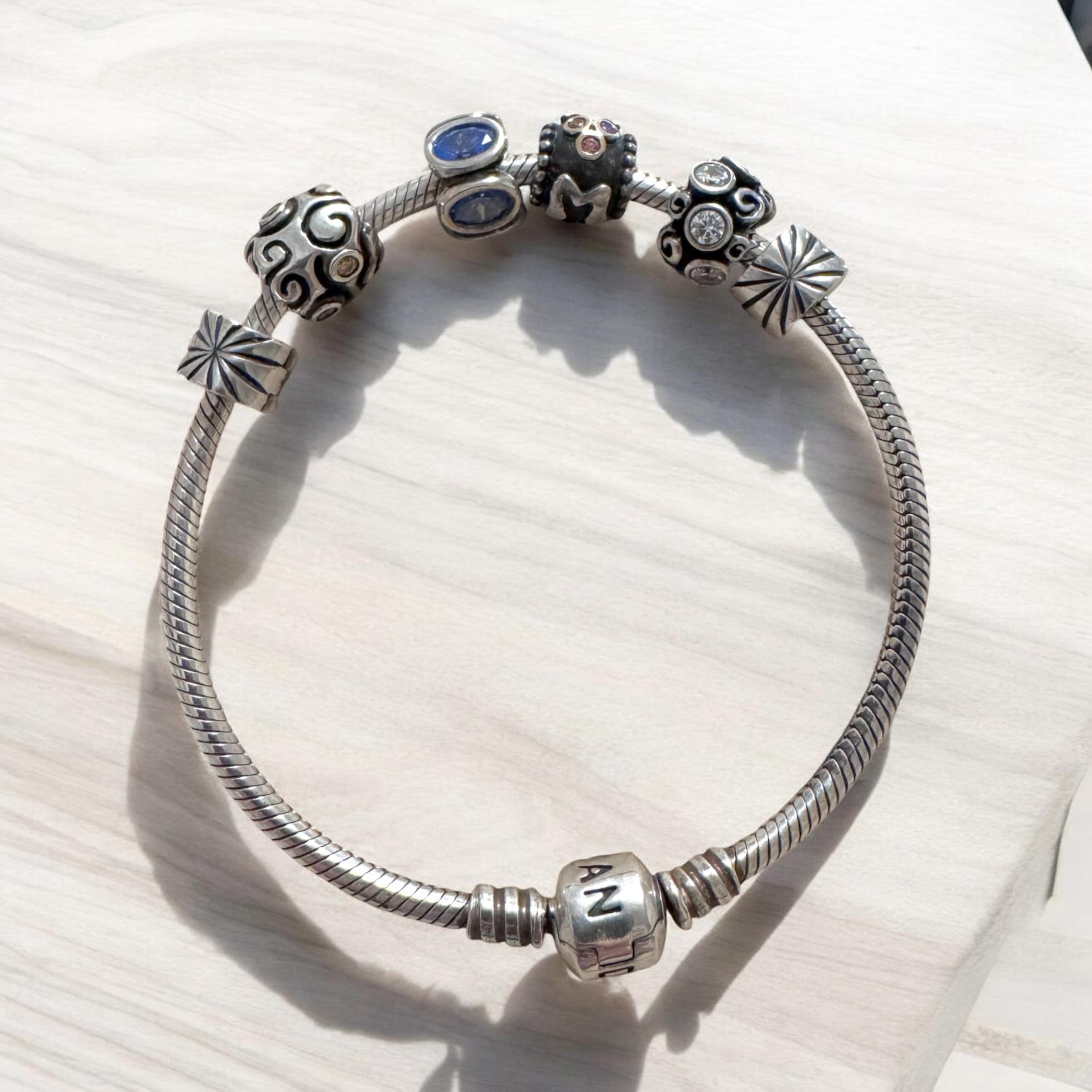 r*r様 Pandora ビーズ付きブレスレット シルバー パンドラ スターリングシルバー 6ビーズ（14Kアクセント付き1個