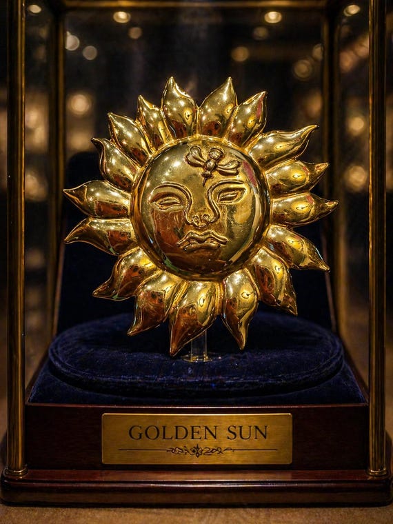 Vintage MMA Metropolitan Museum Gold Tone Sun Bee Pendant Pin Brooch 1990 (L)