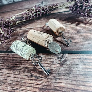 Wine Cork Keychain | Recycled Wine Cork | Keyring with Charms |  Gift idea