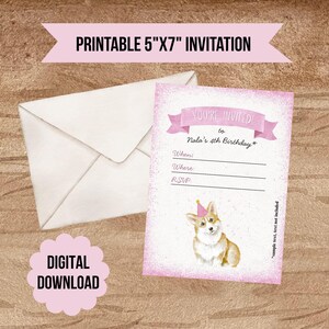 Corgi Birthday Invitation GIRL