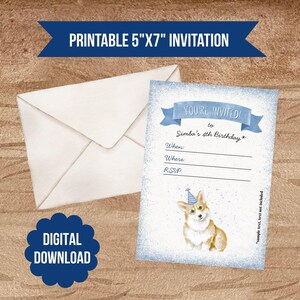 Corgi Birthday Invitation BOY