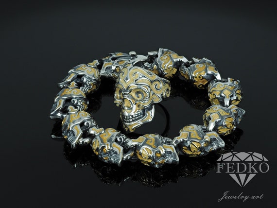 Men/'s Bling Gothique Rocker Motard plaqué or énorme 316 L en acier inoxydable Skull Ring