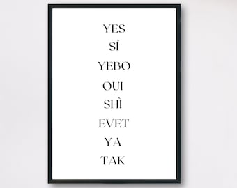 Ja in verschiedenen Sprachen Druckbar | Motivation Digitaldruck