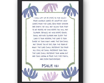 Psalm 121 Salbei Grün Wandkunst | Pastell Bibel Kunst (druckbar)