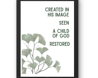 Sage Green Identität in Christus Printable | Neutrale christliche Galeriekunst