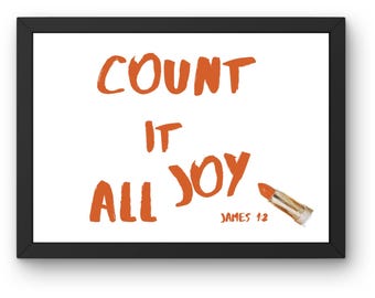 Count It All Joy Digitaldruck | Girly christliche Wandgalerie | James 12 NKJV Bibelkunst