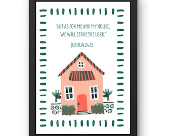 Joshua 24:15 Jade Grün Frühling Bibel Vers Digitaldruck | Weihnachts Housewarming Geschenk