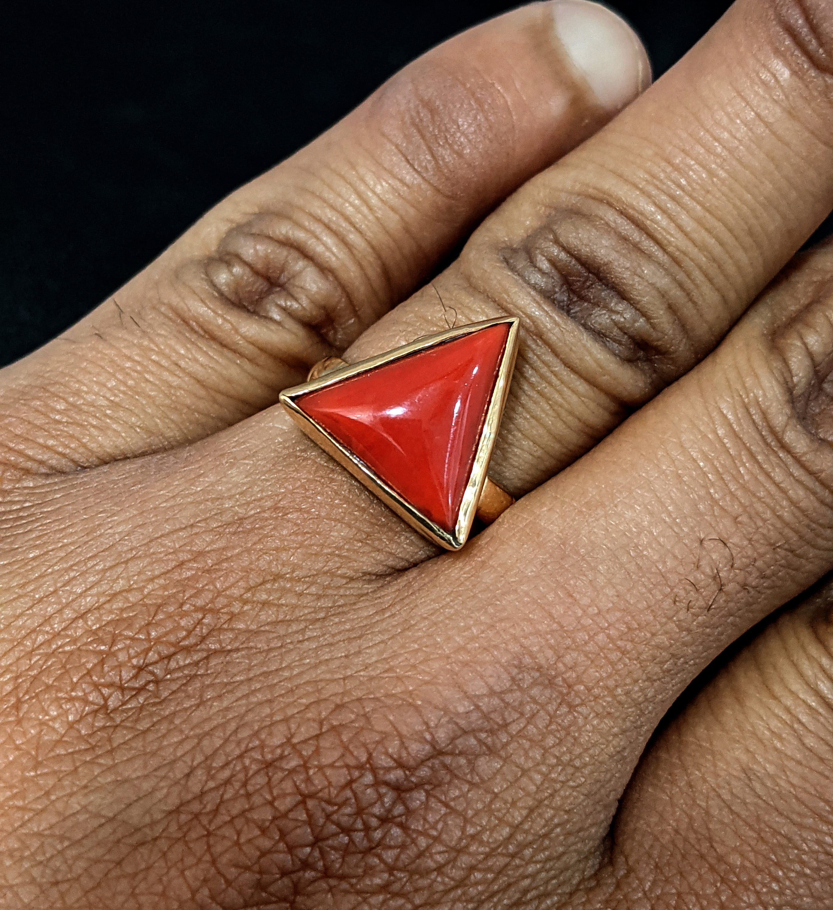 Natural Red Coral Panchdhatu Ring Certified Moonga Mangal Dosh Mars Planet Birthstone Triangle 4 10 Carat ratti Organic Stone Astrology Etsy