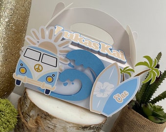 The Big One First Birthday, Surf party Favor Box, Surf  birthday theme, The Big One surf birthday decorations, Boy Groove birthday, Surf