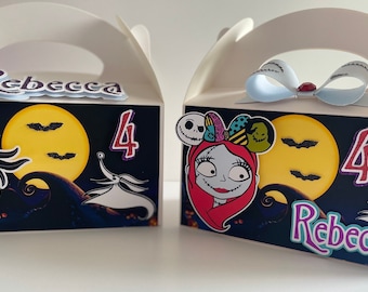Scatola regalo di compleanno "La notte prima di Natale", bomboniera di Jack e Sally, decorazioni di compleanno di Jack e Sally, tema festa di Halloween
