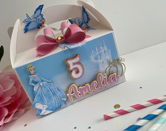 Cinderella party favor box, Cinderella birthday decorations, Cinderella birthday theme, Cinderella goody box, Cinderella party box
