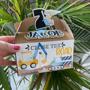 Construction birthday party favor box, Construction birthday theme, Construction birthday decorations, Construction goody bags, Boy birthday