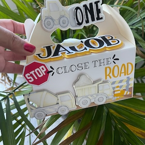 Construction birthday party favor box, Construction birthday theme, Construction birthday decorations, Construction goody bags, Boy birthday