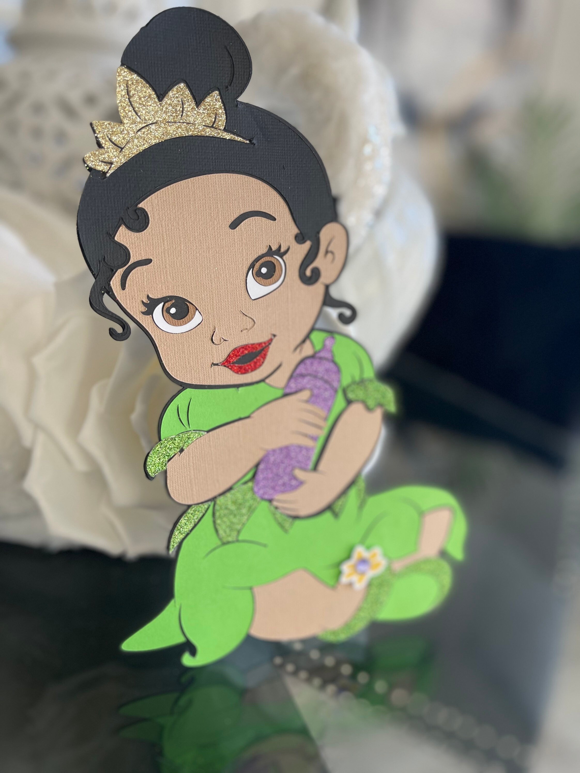 Baby Tiana centerpiece Baby Tiana cutouts Baby Tiana party decor