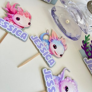 Axolotl Cupcakes topper, Axolotl birthday, Axolotl birthday decoration, Strange Animal birthday, Ocean animal birthday, Salamander birthday
