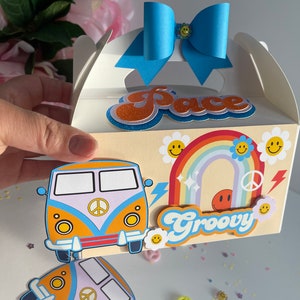 Groovy party favor box, Groovy  treat box, Two groovy birthday box, One groovy birthday, Groovy birthday decorations, Groovy birthday theme