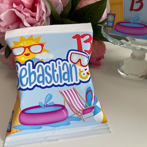 Pool-Party-Chips, Sommer Partygeschenk, Sommer Leckerbissen, Sommer Geburtstagsthema, Pool Geburtstagsdekoration, Pool Geburtstag, Sommerparty