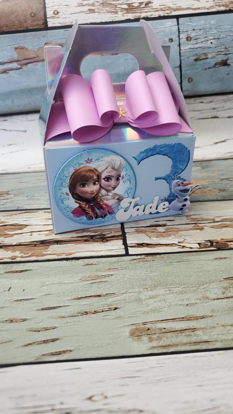 Frozen party favor box Frozen birthday Frozen party supplies Elsa birthday Ana birthday Frozen custom box Disney birthday supplies