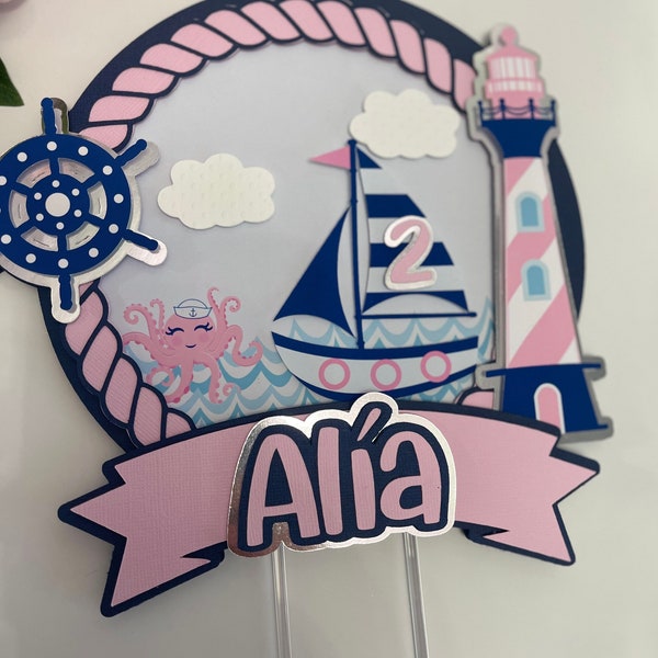 Nautical Cake topper Sailor Cake Topper Girls Nautical Cake topper Girl Sailor Cake Topper