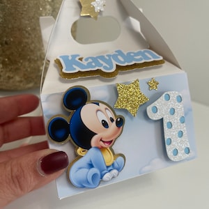 Baby Mickey birthday party favor box, Baby Mickey birthday theme, Baby Mickey party supplies, Baby Mickey birthday decorations
