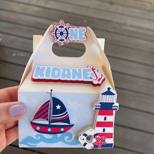 Nautical party favor box, Nautical birthday decorations, Sailor party favor, Sailor birthday theme, Boy nautical treat box