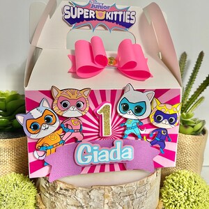 猫のパーティーの記念品ボックス、猫の誕生日テーマ、猫の誕生日の飾り、子猫の誕生日テーマ、子猫のパーティーの飾り、子猫のお菓子ボックス