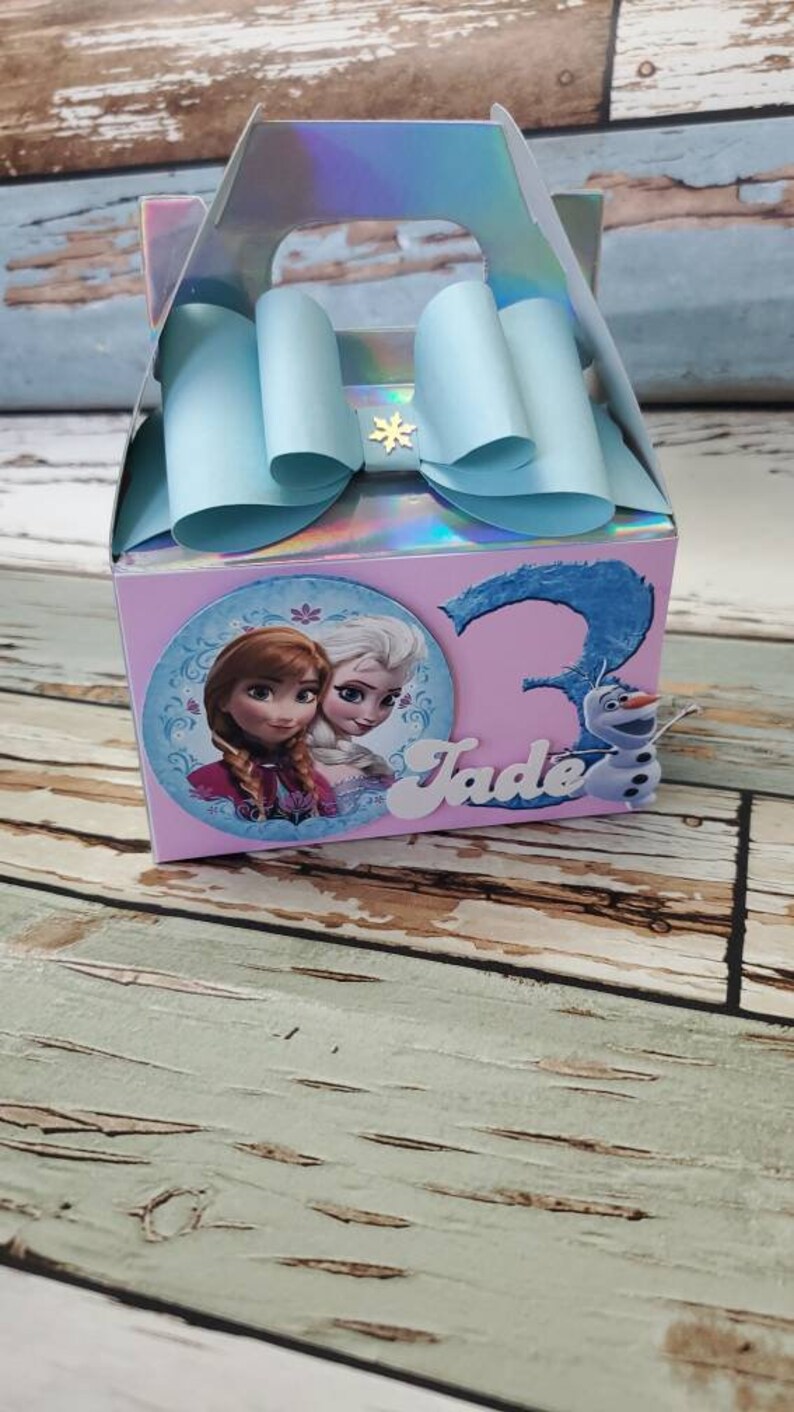 Frozen party favor box Frozen birthday Frozen party supplies Elsa birthday Ana birthday Frozen custom box Disney birthday supplies
