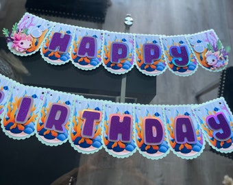 Banner de cumpleaños de ajolote, decoraciones de cumpleaños de ajolote, tema de cumpleaños de ajolote, cumpleaños de animales extraños, decoraciones de cumpleaños de salamandra