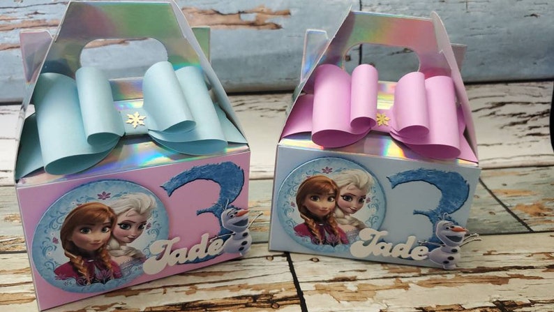 Frozen party favor box Frozen birthday Frozen party supplies Elsa birthday Ana birthday Frozen custom box Disney birthday supplies