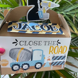 Construction birthday party favor box, Construction birthday theme, Construction birthday decorations, Construction goody bags, Boy birthday