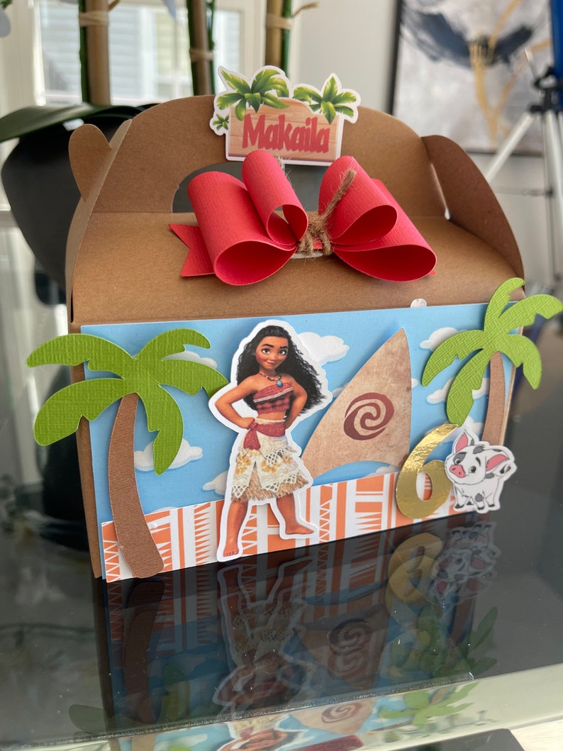 Moana inspired party favor box Moana birthday decorations Moana birthday theme Moana treat box Moana birthday box