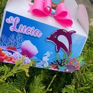 Dolphin party favor box, Dolphin treat box, Dolphin party decorations, Dolphin birthday theme, Sea birthday