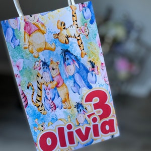 Bolsa de festa do Ursinho Pooh, Decorações de aniversário do Ursinho Pooh, Bolsa de lembrancinhas do Ursinho Pooh, Tema de aniversário do Ursinho Pooh