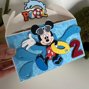 Mickey Pool Party Favor Box, Mickey Pool Geburtstagsthema, Mickey Pool Geburtstagsdekorationen, Mickey Sommer Geburtstagsthema,
