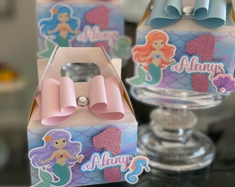 Mermaid party Favor box, Mermaid birthday decorations, Mermaid party theme, Mermaid treat box, Mermaid custom box