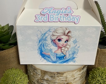 Caja de regalos para fiestas de Frozen, decoraciones de cumpleaños de Frozen, fiesta temática de Frozen, caja de golosinas de Frozen, caja de golosinas de Frozen, golosinas de Frozen