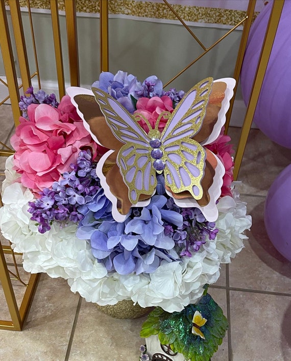 butterfly centerpiece, butterfly theme party, garden party, garden