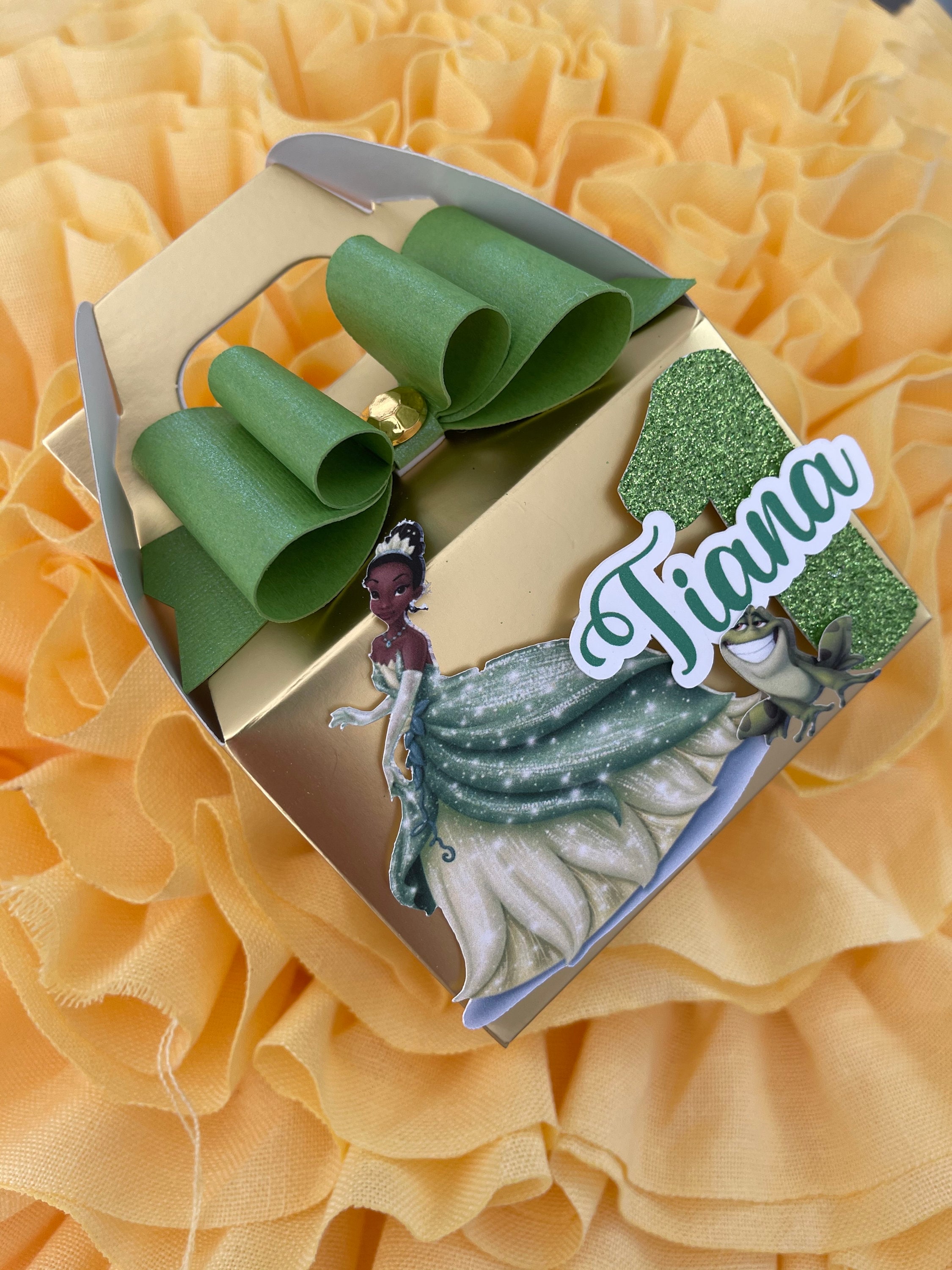 Princess Tiana Party Favor box, Princess Tiana birthday decorations, Princess Tiana goody box, Princess Tiana party theme